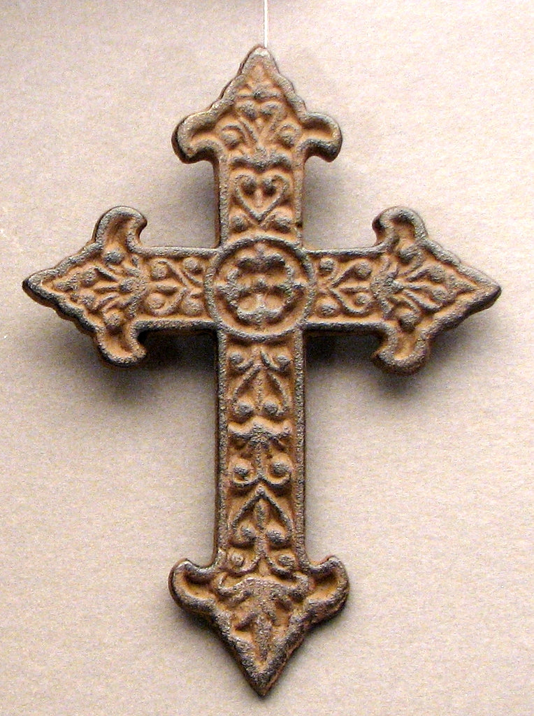 IWGAC 0170K03642 Solid Cast Iron Fleur De Lis Cross Home n Hearts