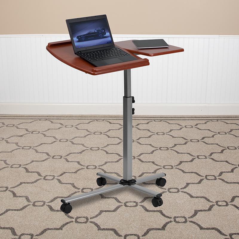 Angle and Height Adjustable Mobile Laptop Computer Table with Cherry T ...