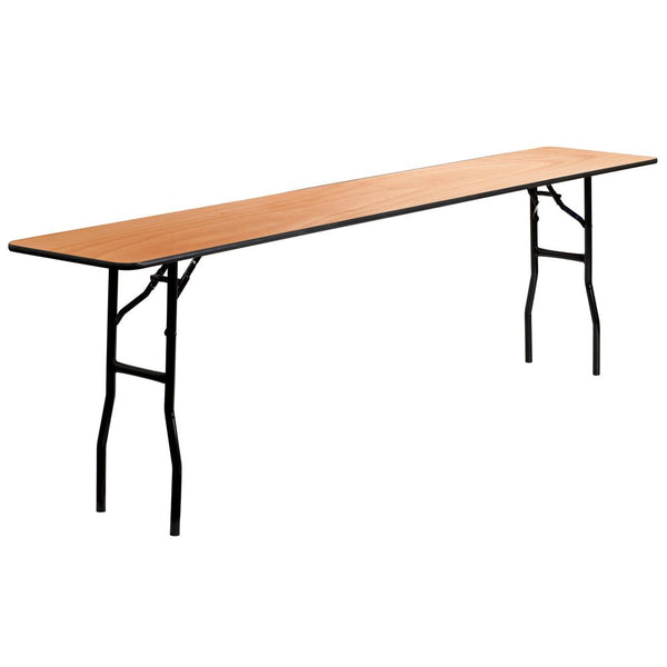 8-Foot Rectangular Wood Folding Training / Seminar Table with Smooth Clear Coated Finished Top - Flash Furniture