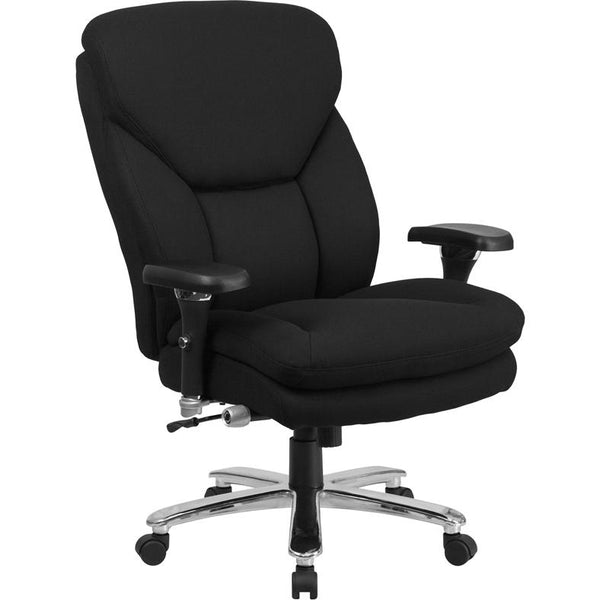HERCULES Series 24/7 Intensive- Use Big & Tall 400 lb. Rated Black Fabric Executive Ergonomic Office Chair with Lumbar Knob - Flash Furniture